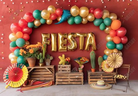 Mexican Fiesta Party Balloon Garland Backdrop - Gatsby Backdrop Fiesta Theme 30th Birthday Party, Fiesta Engagement Party Decorations, Mexican Party Backdrop, Classy Fiesta Theme Party, Mexican Themed Birthday Party, Charro Party Ideas, Mexican Party Decor, Fiesta Theme Party Decorations, Appreciation Themes