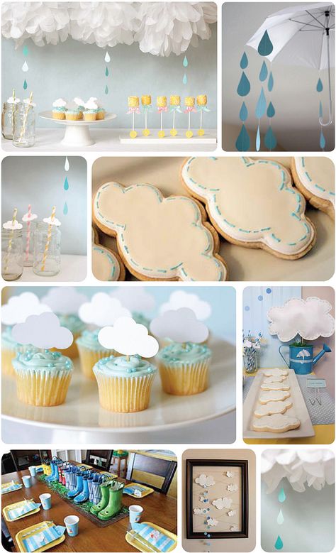 "shower" shower | image sources blogged at www.hellomydearbl… | Flickr Rain Baby Showers, April Baby Shower, Moldes Para Baby Shower, Rain Baby, Fiesta Shower, Ideas Cupcakes, Babyshower Party, Boy Baby Shower Ideas, Food Wedding