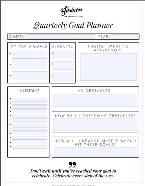 Quarterly Business Plan Template – chasiupaperstimes Business Goals Template, Quarterly Planning, Smart Goals Examples, Smart Goals Worksheet, Business Goal Setting, Address Label Template, Goals Template, Profit And Loss Statement, Business Mentor