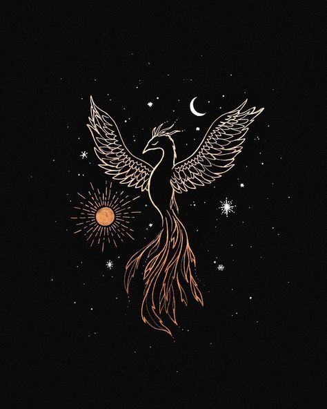 Ameya ☾ on Instagram: “the phoenix ✨ a bird that rises from the ashes... a symbol of transformation, rebirth and hope — a symbol of 2021 💥” Mystic Wallpaper, Drone Logo, Phoenix Wallpaper, Moon Sun Tattoo, Constellation Art, Ancient Egypt Art, Rise From The Ashes, Phoenix Rising, Phoenix Tattoo