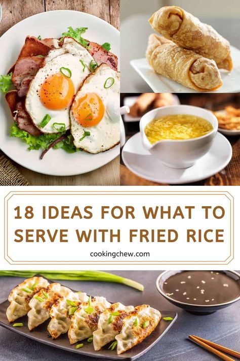 We have 18 ideas for what to serve with fried rice. Skip the takeout and make your own eggrolls, mango salsa, Asian slaw, and more! What Goes With Fried Rice, Fried Rice Sides, What To Serve With Egg Rolls, What To Serve With Fried Rice, Pudding Topping Ideas, Fried Rice Side Dish, Chinese Side Dishes, Asian Seasoning, Asian Rice