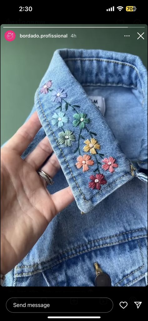 Denim Jacket Embroidery, Embroidery Jeans Diy, Basic Hand Embroidery Stitches, Clothes Embroidery Diy, Simple Hand Embroidery Patterns, Denim Embroidery, Diy Embroidery Designs, Floral Embroidery Patterns, Hand Embroidery Videos