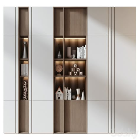 Furniture composition GHS-2612 - Wardrobe & Display cabinets - 3D model Cabinet Partition Room Dividers, Shelves And Cabinets In Living Room, Textured Cabinets, Office Wall Cabinets, Tivi Cabinet, Wall Book Shelf, Wardrobe Detail, Display Shelf Design, Book Wardrobe