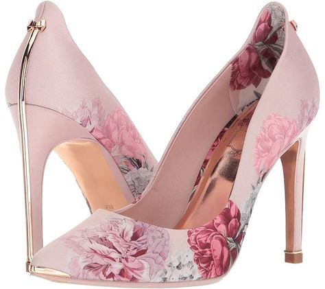 Pretty floral heels | Ted Baker Hallden High Heels #ad #floral #heels #pink Hak Tinggi, High Heels Classy, Skirt Diy, Floral Heels, Heels Classy, Blue Merle, Gorgeous Shoes, Fabulous Shoes, Crazy Shoes