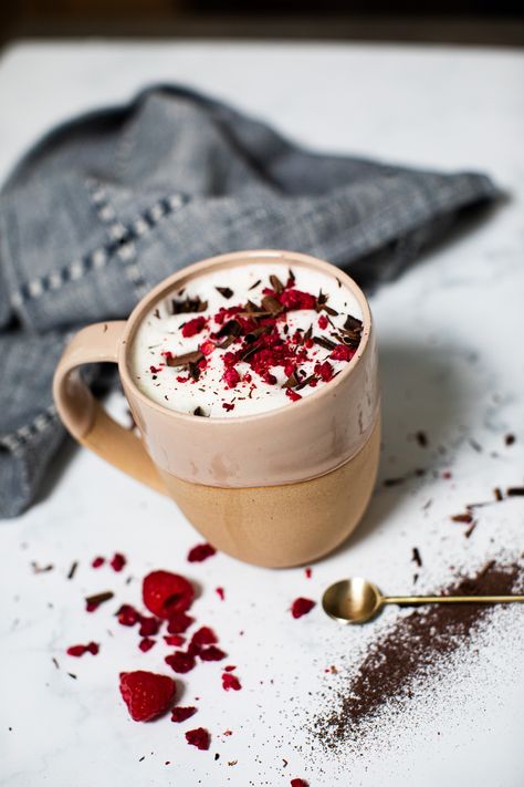 Raspberry Hot Chocolate | LMNT Electrolyte Recipes Electrolyte Recipes, Raspberry Hot Chocolate, Sweet Coffee Drinks, Healthy Hydration, Dried Raspberries, Sweet Coffee, Whole Food Diet, Healthy Drinks Recipes, Hot Chocolate Recipes