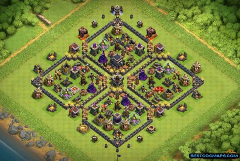 Town Hall 9 Base Layout, Clas Of Clan, Clash Of Clans Game, Clan Castle, Trophy Base, Giant Bomb, Hay Day, Ghost Pictures, Anime Pixel Art