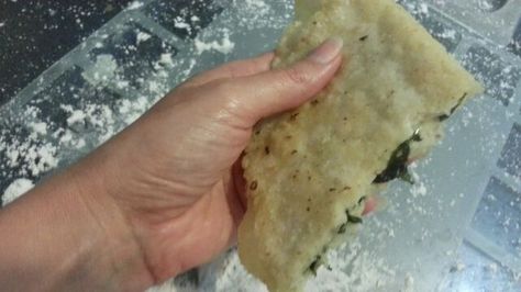 Gluten and dairy free Gozleme filled with home grown spinach and cherry tomatoes. Vegetarian and Vegan. https://greenerme.wordpress.com/2015/01/28/gluten-and-dairy-free-yummy-turkish-gozleme/ Gluten Free Gozleme, Turkish Gozleme, Gozleme Recipe, Healthy Bread Alternatives, Gluten Free Flatbread, Dairy Intolerance, Pita Wrap, Homemade Flatbread, Bread Alternatives