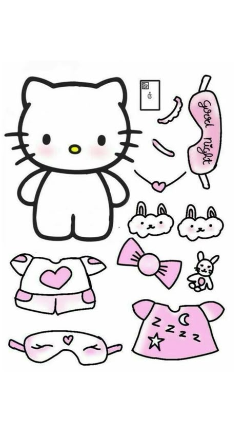 Papel Duck, Art Hello Kitty, Hello Kitty Coloring Pages, Kitty Coloring Pages, Kitty Crafts, Images Hello Kitty, Paper Doll Printable Templates, Hello Kitty Printables, Hello Kitty Colouring Pages