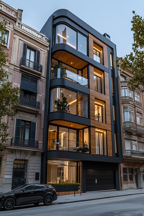 Hotel Structure Design, Modern Apartment Building Design, Outside Of Apartment Building, Building Facades Modern, Facade Design Apartment, Luxury Apartment Building Exterior, Modern Residential Building Design, New Elevation Designs, Glass Modern House