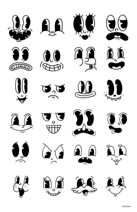 Cartoon Style Painting, Faces Drawing Cartoon, Doodle Faces, Cartoon Graphic Design, Cartoon Doodles, Faces Drawing, Alphabet Graffiti, Cartoon Style Drawing, Cartoon Face