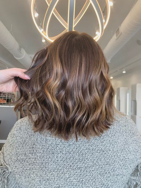 Short Brown Dimensional Hair, Brunette Balyage Short Hair, Short Hair Golden Brown, Bronze Short Hair, Brown Highlights On Short Hair, Light Brown Highlights Short Hair, Brown Hair With Highlights Short Length, Caramel Brown Hair Short, Warm Brown Balayage Short Hair