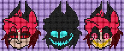 Hazbin Hotel Cross Stitch, Hazbin Hotel Pixel Art, Pixel Drawing, Perler Bead Templates, Pixel Art Grid, Kandi Patterns, Graph Design, Tapestry Crochet Patterns, Minecraft Pixel Art