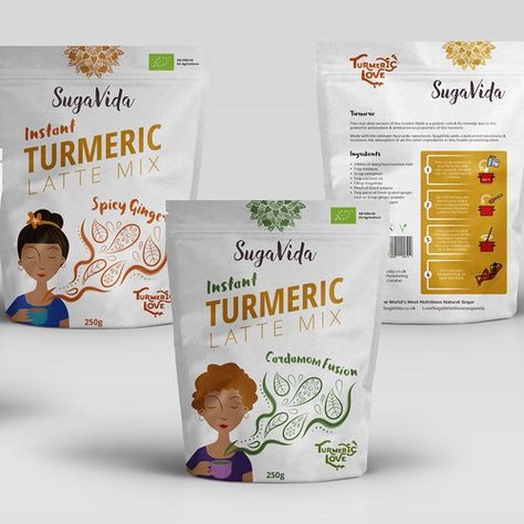 Turmeric Packaging Design, Color Packaging Design, Turmeric Packaging, Color Packaging, Turmeric Latte, Packaging Product, Graphic Design Tutorials, Custom Packaging, Design Product