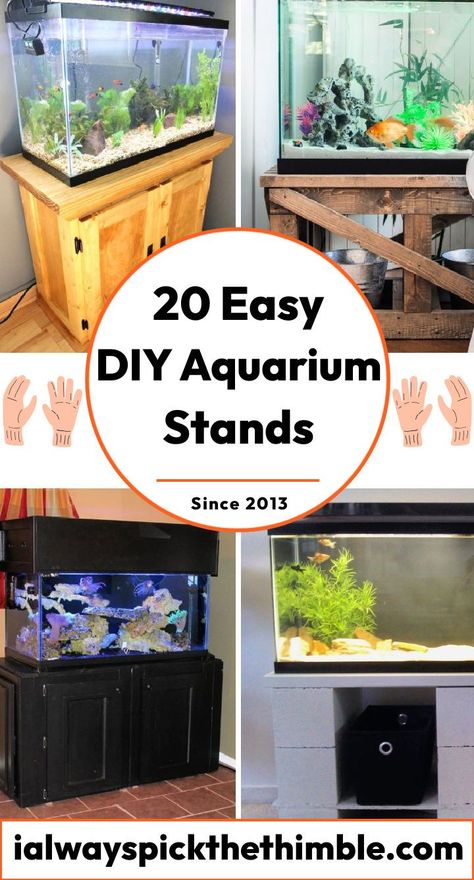 20 DIY Aquarium Stand Plans: Build Your Fish Tank Stand Home Made Fish Tank Stands, Fish Tank Stands Ideas, Diy 40 Gallon Tank Stand, Hexagon Fish Tank Ideas, Fish Tank Stand Ideas Diy, Fish Tank Stand Ideas, Diy Fish Tank Stand, Aquarium Stand Ideas, 40 Gallon Aquarium Stand