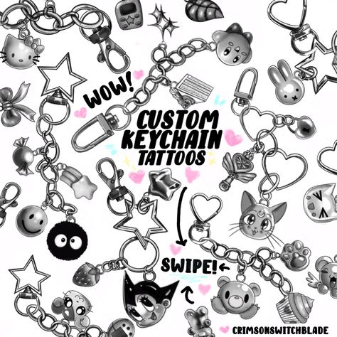 Charms Tattoo, Keychain Tattoo, Charm Tattoo, Png Pictures, Chain Tattoo, Kawaii Keychain, Cap Ideas, Graphic Poster Art, Art Tattoos