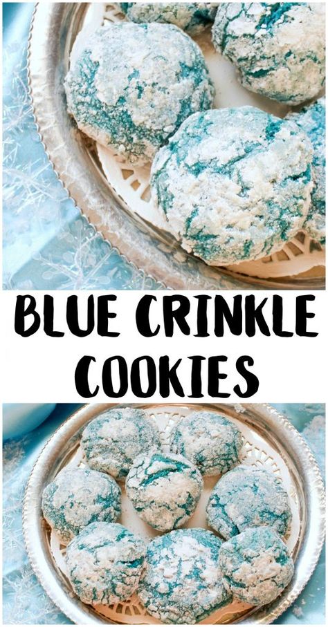 Blue Crinkle Cookies, Cookies Crinkle, Kids Gardening, Cookie Recipes Unique, Baking Christmas, Blue Desserts, Christmas Cookie Exchange, Unique Cookies, Butter Cookies Recipe