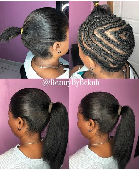 Sew in ponytail Ponytail Sew In, Sew In Ponytail, Crochet Straight Hair, Really Short Haircuts, Hair Twists Black, Sew In Hair Extensions, African Hair Wrap, Big Curly Hair, Sleek Ponytail Hairstyles