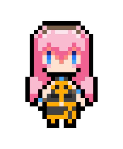 A Perler bead sprite for Megurine Luka's V2 design. Feel free to use. Hatsune Miku Perler Beads Pattern, Miku Perler Beads, Vocaloid Pixel Art, Project Sekai Perler Beads, Vocaloid Pixel Art Grid, Vocaloid Perler Beads, Touhou Perler Beads, Pearl Ideas, Luka Megurine