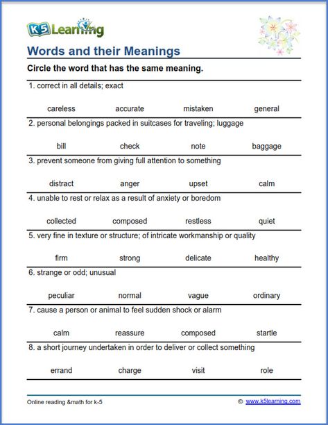 Grade 4 Vocabulary Worksheet words and their meanings Grade 12 English Worksheets, Grade 4 Vocabulary Worksheets, 4th Grade Vocabulary Words, Words And Their Meanings, Rain Poems, Jumbled Words, Dictionary Skills, Ela Worksheets, Guide Words