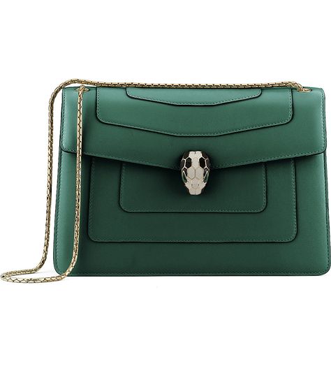 BVLGARI Serpenti Forever leather shoulder bag Bulgari Bag, Bvlgari Handbags, Bvlgari Serpenti, Green Purse, Kelly Bag, Bvlgari Bags, Bag Crochet, Gucci Handbags, Green Bag