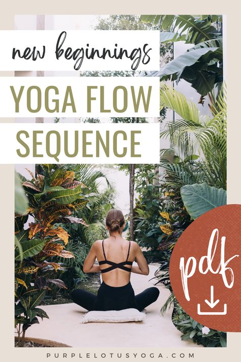 Yoga Slow Flow Sequence, Easy Yoga Flow For Beginners, Yoga Plan For Beginners, New Moon Yoga Sequence, Yoga Sequencing Template, New Year Yoga Sequence, 30 Min Yoga Sequence, Morning Yoga Flow Sequence, New Years Yoga Sequence