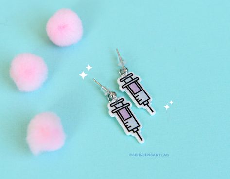 Syringe Earrings, Cute Syringe, Nurse Earrings, Health Workers, Resin Earring, Nurse Week, Medical Nurse, Medical Jewelry, Doctor Gift