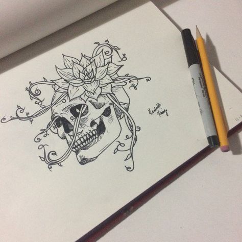 Flowers and vines skull tattoo design Vine Skull Tattoo, Skull Vines Tattoo, Skull With Vines Tattoo, Vines Tattoo, Skull Tattoo Designs, Screaming Skull, Simple Skull, Wild Tattoo, Sugar Skull Tattoos