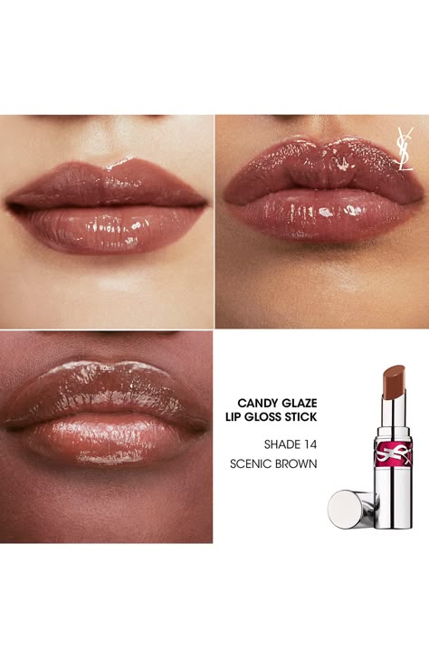 What it is: A jelly lip gloss stick with the glassy shine of a gloss, but the care of a balm. Who it's for: Ideal for all skin types.What it does: The nonsticky formula melts on lips for more moisturized, juicy-looking lips. Treat your lips to the ultimate hydration and high shine with Candy Glaze Lip Gloss Stick. Infused with hyaluronic acid and pomegranate, this click-format gloss delivers plumper, moisturized lips that last. It's sweet, subtle fragrance and easy-to-use design make it a must-h Chocolate Lips, Fall Lip Gloss, Sheer Lip Gloss, Ysl Lip Gloss, Aesthetic Products, Victoria Secret Lip Gloss, Haus Labs Lip Gloss, Nyc Lip Gloss, Lip Gloss Aesthetic