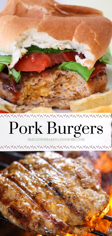 Grilled Pork Burgers Recipes, Homemade Pork Burgers, Pork Sausage Burgers, Ground Pork Hamburger Recipes, Sausage Burgers Recipes, Ground Pork Recipes For Dinner Burgers, Ground Pork Patties Recipes, Pork Hamburger Recipes, Ground Pork Burgers Recipes