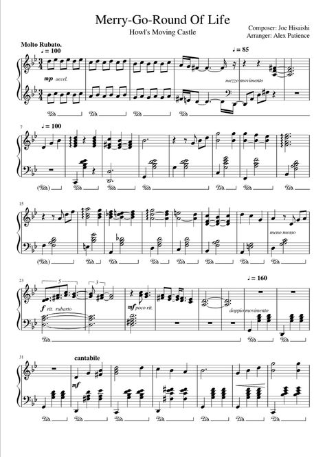 Merry Go Round Of Life, Mary Go Round, Merry Go Round, Piano Sheet, Piano Music, Piano Sheet Music, Violin, Sheet Music, Piano