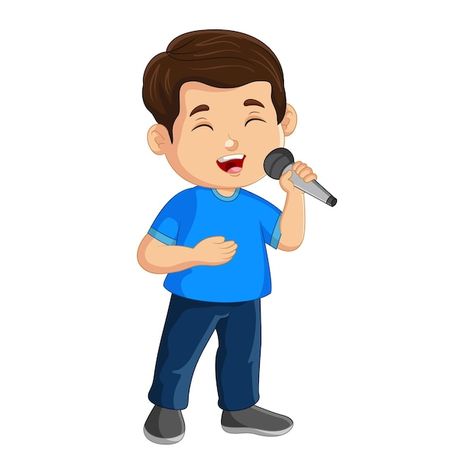 Vector cute little boy singing with micr... | Premium Vector #Freepik #vector #kids-singing #happy-cartoon #cute-boy #kids-music Singing Cartoon, Sing Cartoon, Teacher's Day Card Ideas, Talk Bubble, Teachers Day Card, Kids Singing, Kids Music, Cartoon Photo, Happy Cartoon