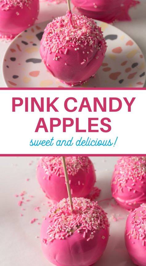 Pink Candy Apples Recipe - 3 Boys and a Dog Pink Candy Apples Recipe, Carameled Apples, Candy Apple Pumpkin, Jolly Ranchers Candy Apples, Candy Apples Recipe, Candy Apples Diy, Colored Candy Apples, Pink Candy Apples, Splatoon Food