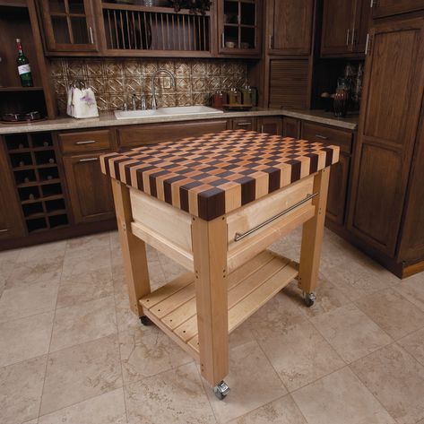 Butcher Block Table Diy, Picnic Table Party, Butcher Block Cart, Woodshop Projects, Diy Butcher Block, Woodworking Projects Gifts, Kitchen Carts, Wooden Creations, Exterior Kitchen