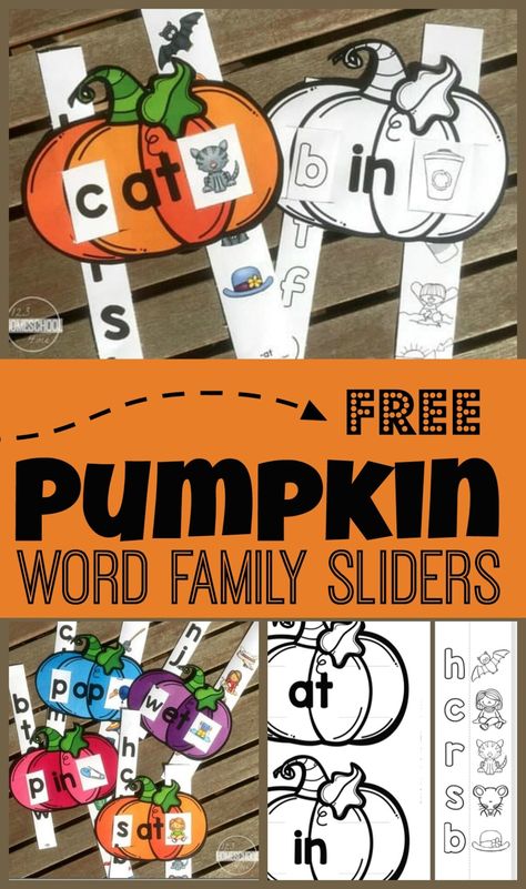 Phonics Step By Step, September Preschool Themes, Pumpkin Science Experiment, Pumpkin Preschool, Free Phonics Activities, Pumpkin Math Activities, Kids Desk Area, Word Families Printables, How To Teach Phonics