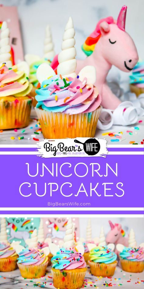 Sprinkles Cupcake Recipes, Swirled Frosting, Homemade Marshmallow Fondant, Diy Unicorn Cake, Fondant Unicorn, Unicorn Horns, Rainbow Frosting, Homemade Marshmallow, How To Make Marshmallows