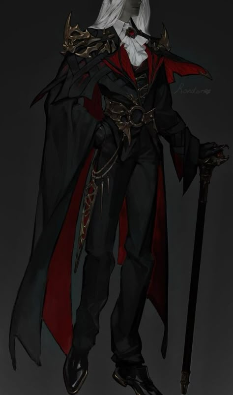 King Clothing Drawing, Evil Outfits Aesthetic Male, Red Vampire Outfit Men, Dark Fantasy Aesthetic Male Outfits, Goth Pirate Outfit Men, Evil King Outfit, Male Fantasy Clothing Design Red, Victorian King Clothing, Headmaster Character Design