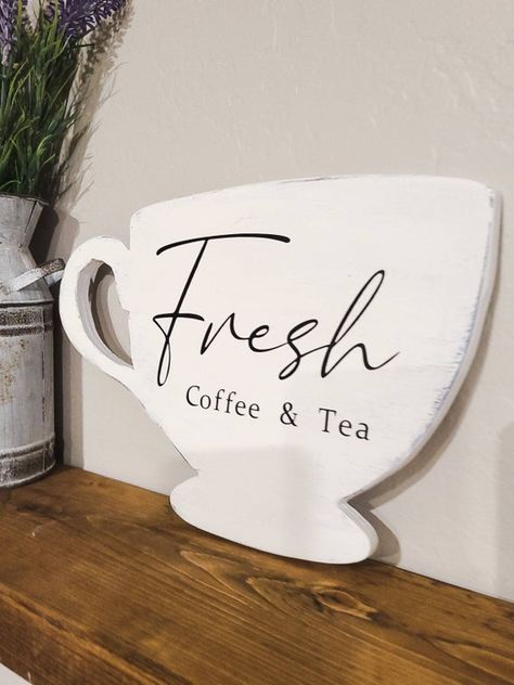 Hey, I found this really awesome Etsy listing at https://www.etsy.com/listing/984324930/coffee-bar-sign-personalized-tea-cup Kitchen Teal, Personalized Tea Cups, Coin Café, Tea Station, Tier Trays, Wooden Cup, Coffee Bars In Kitchen, Personalized Bar Signs, House Foundation