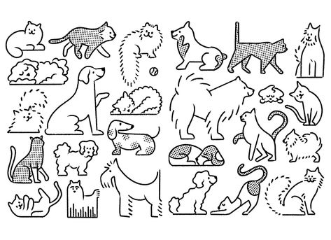 Kindfull Illustrations on Behance Dog And Cat Illustration, Dog Drawing Illustration, Cat Pattern Illustration, Line Art Animals, Dog Graphic Design, Pets Illustration, Dog Illustration Art, Dog Line Drawing, Cat Design Illustration