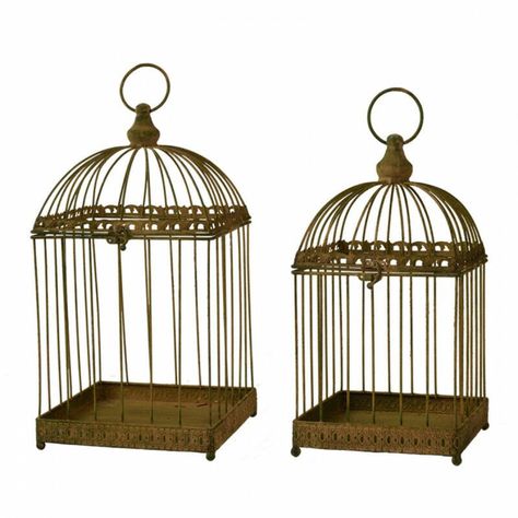 Animalerie > Oiseau > Cage, voliere et perchoir pour oiseau > Cage pour oiseau AUBRY GASPARD, Lot de 2 cages à oiseaux décoratives et fonctionnelles en métal vieilli. Elles peuvent être utilisées comme jardinière ou mangeoire et ont un bord surélevé afin que la nourriture pour oiseaux ne puisse pas tomber. - Facile à ouvrir grâce au toit à charnière - Bord surélevé - Peut être utilisée comme décoration pour les plantes par exemple, ou encore comme mangeoire Dimensions : 20.5 x 21.7 x 37 Bird Feeding Table, Styl Shabby Chic, Hedgehog House, Aging Metal, Plant Pot Decoration, Decorative Bird Houses, Rustic Shabby Chic, Metal Birds, Bird Cages