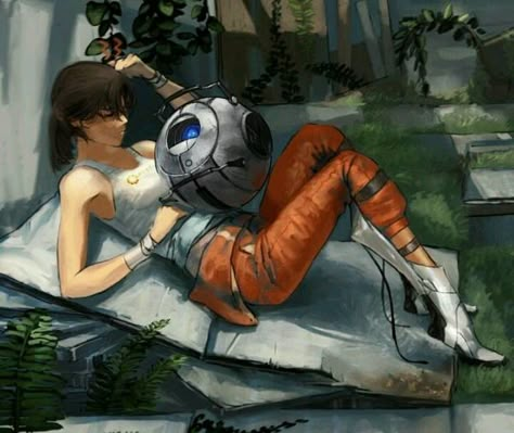 Beautiful art of Chell and Wheatley from Portal 2. Portal Chell Fanart, Portal 2 Chell, Portal Chell X Wheatley, Portal Glados Fanart, Chelley Portal, Wheatley X Chell Portal 2, Portal 2 Fanart, Portal 2 Art, Chell Portal