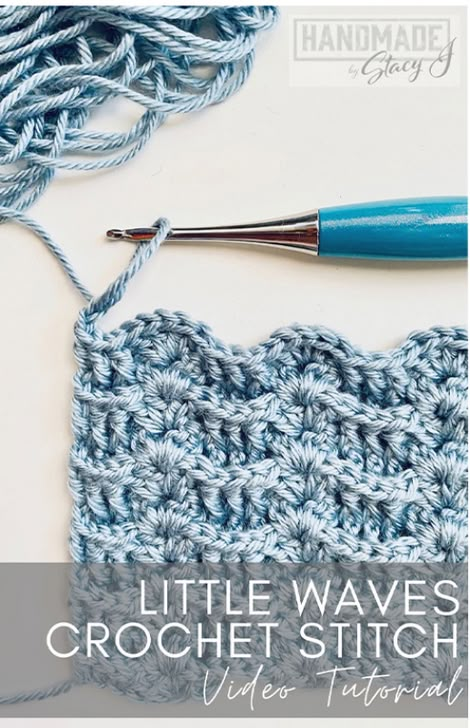 Little Waves Crochet Stitch Crocheting Stitches, Waves Crochet, Confection Au Crochet, Crochet Stitches For Blankets, Crochet Stitches Video, Crochet Simple, Crochet Stitches For Beginners, Stitch Crochet, Crochet Afghans