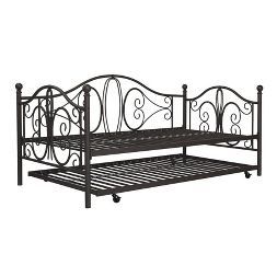 Metal Daybed With Trundle, Metal Daybed, Twin Mattress Size, Daybed With Trundle, Trundle Bed, White Room, Metal Beds, Small Space Living, Banquette