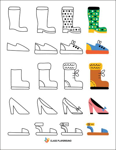 Different Shoes Drawing, How To Draw Shoelaces, Drawing Ideas Easy Shoes, Simple Shoe Drawing Ideas, Simple Shoe Drawing, Easy Drawings Shoes, Design Your Own Shoes Template, Shoes Drawing Easy, Draw With Shapes