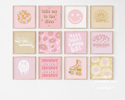 Pink Preppy Wall Art Set of 12 Preppy Room Decor Dorm Room - Etsy Pink Teen Room, Room Decor For College, Girls Gallery Wall, Decor Dorm Room, Dorm Room Wall Decor, Preppy Wall Art, Apartment Wall Decor, Pink Preppy, Printable Nursery Art