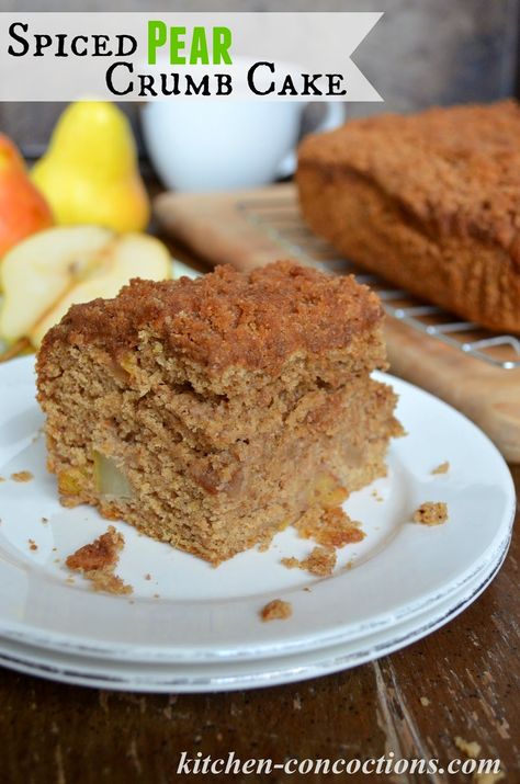 Kitchen Concoctions: Spiced Pear Crumb Cake Pear Cake Recipes, Crumb Cake Recipe, Brunch Desserts, Pear Cake, Spiced Pear, Recipe Breakfast, Raspberry Smoothie, Pear Recipes, Holiday Brunch