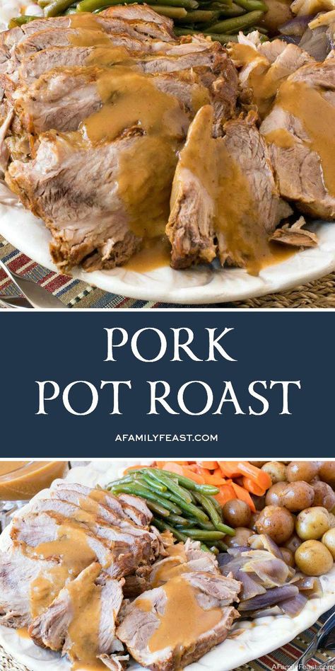 Pork Pot Roast - A Family Feast® Pork Pot Roast, Pork Pot, Pot Roast Crock Pot Recipes, Recipes Pork, Pork Roast Recipes, Pork Ham, Pot Roast Recipes, Family Feast, Braised Pork