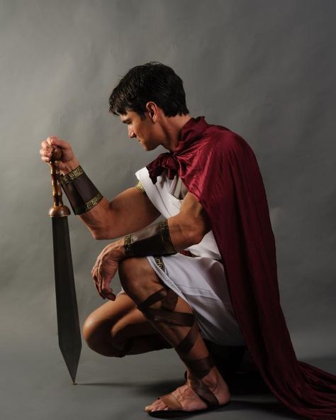 Man Kneeling, Warrior Pose, Amazon Warrior, Male Pose Reference, Roman Soldiers, Anatomy Poses, Human Poses Reference, Human Poses, Dynamic Poses