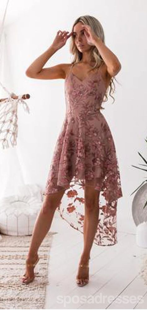 Pink Floral Spaghetti Straps Short Homecoming Dresses Online, Cheap Sh – SposaDresses Short Homecoming Dresses, Short Prom Dresses, Stitching Dresses, Outfits Dress, Short Prom Dress, Elegant Dresses For Women, Party Dress Short, Short Prom, Homecoming Dresses Short