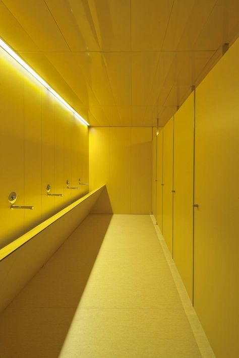 CIP / Vaillo & Irigaray & Galar Yellow Aesthetic Pastel, Public Bathrooms, Yellow Interior, Yellow Bathrooms, Bad Design, Yellow Walls, Yellow Aesthetic, Aesthetic Colors, Mellow Yellow