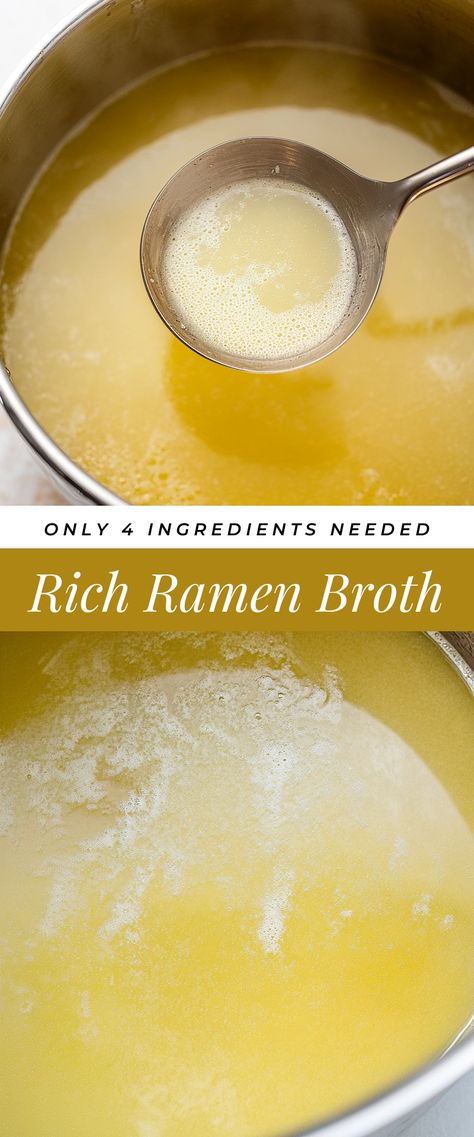 Image for Rich Ramen Broth Japanese Ramen Broth Recipe, Broth For Ramen Noodles, How To Make Broth, Ramen Broth Recipe Vegetarian, How To Make Ramen Broth, Ramen Broth Recipe Easy, Ramen Broth Recipe, Homemade Ramen Broth, Ramen Packet